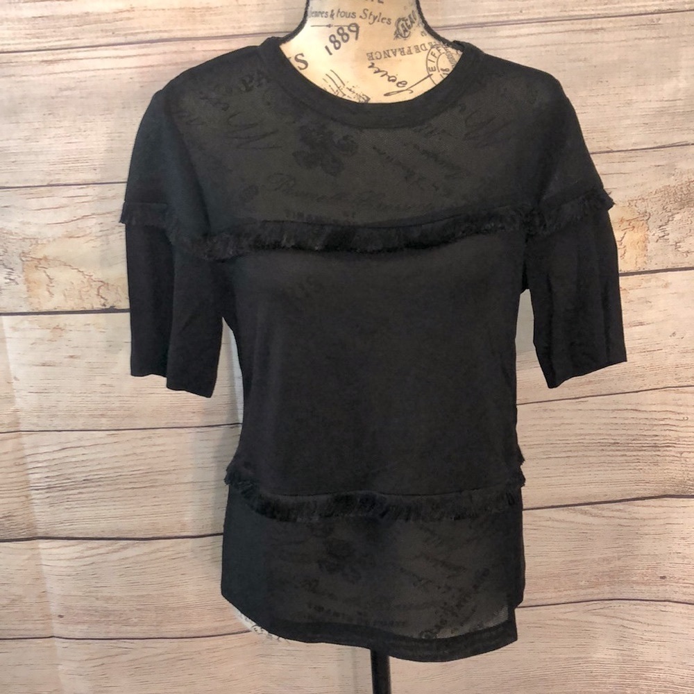 Sandro Black Sheer Top